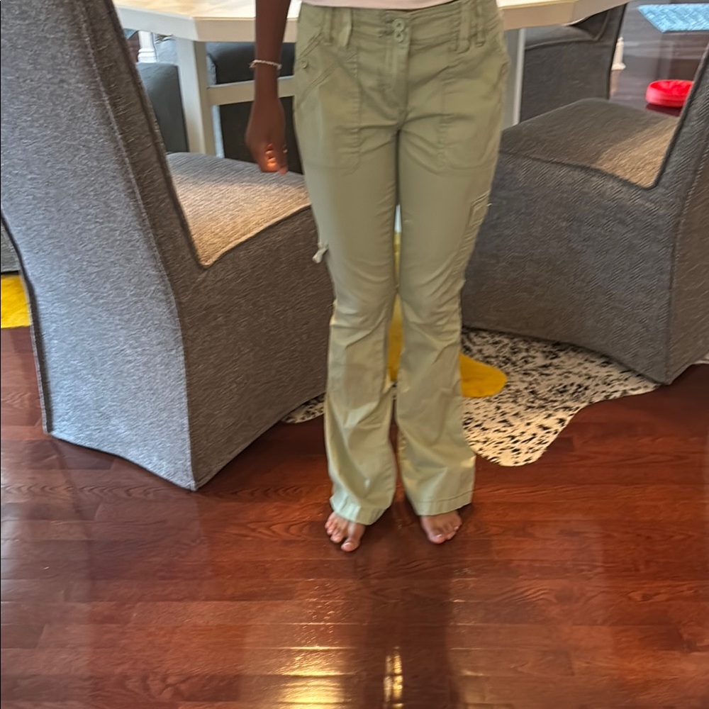 Madden Girl Green Casual Pants Relaxed Fit Cotton